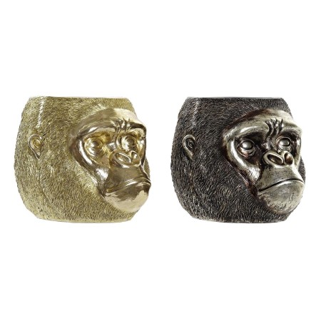 Statua Decorativa DKD Home Decor Argentato Dorato Resina Gorilla (20 x 24,5 x 18,5 cm) (2 Unità)