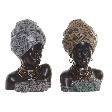 Statua Decorativa DKD Home Decor Resina Coloniale Africana (24 x 18 x 36 cm) (2 Unità)