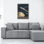 Manifesto Asteroide Stellare Vintage E Razzo Spaziale Telaio Alluminio Colore Argento - Dimensione: 60x80 cm