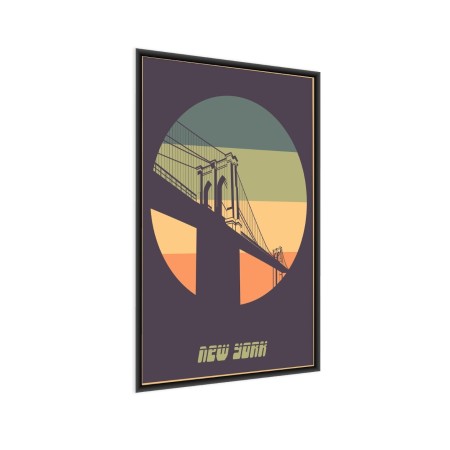 Manifesto Ponte Di Brooklyn D&amp039epoca Telaio Alluminio Colore Argento - Dimensione: 60x80 cm