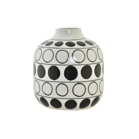 Vaso DKD Home Decor Porcellana Nero Bianco Moderno Cerchi (16 x 16 x 18 cm)