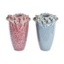 Vaso DKD Home Decor Fiore Rosa Turchese Gres Mediterraneo (2 Unità) (16 x 16 x 26 cm)