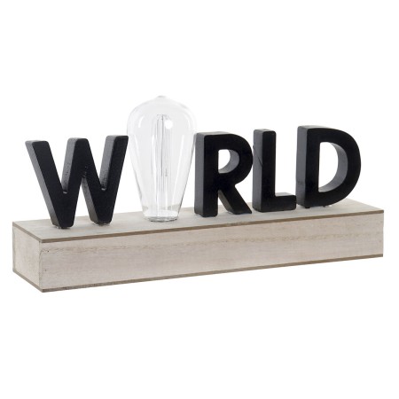 Decorazione luminosa DKD Home Decor World Nero Legno MDF (34 x 8 x 16 cm)