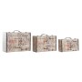 Set di Scatole Decorative DKD Home Decor Amore Tela Legno (3 pcs)