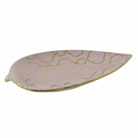 Centrotavola DKD Home Decor Porcellana Rosa Dorato Orientale Foglia della pianta (27,5 x 16 x 3 cm)