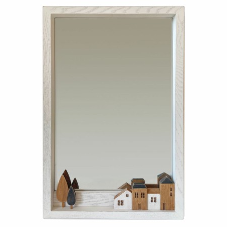 Specchio da parete DKD Home Decor Legno Bianco Case (36 x 4 x 60 cm)