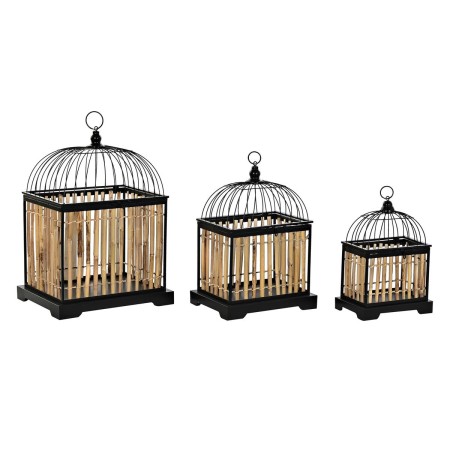 Statua Decorativa DKD Home Decor Naturale Nero Metallo Rattan (38,5 x 30 x 54 cm) (3 Pezzi)