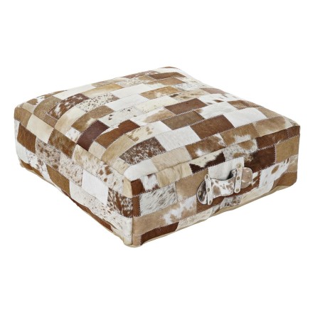 Cuscino DKD Home Decor Da terreno Poliestere Pelle Alluminio Multicolore Coloniale (60 x 60 x 20 cm)