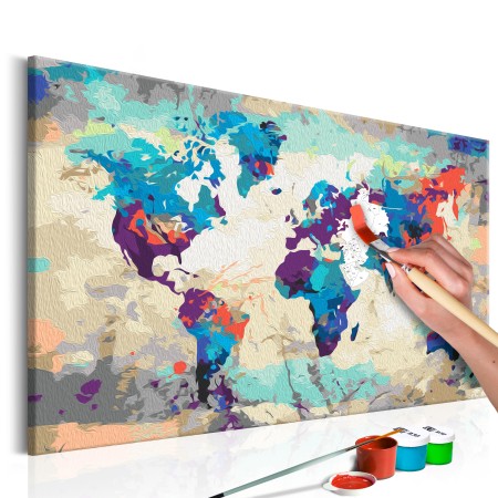 Quadro fai da te - World Map (Blue & Red)