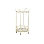 Carrello da Portata DKD Home Decor Specchio Cristallo Dorato Metallo (42 x 40 x 78 cm)