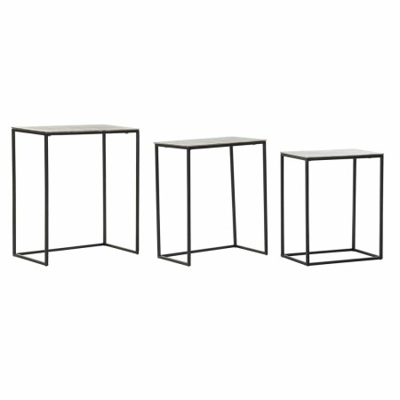 Set di 3 Tavolini DKD Home Decor Argentato Nero Metallo Alluminio Moderno (50,5 x 28,5 x 59 cm) (1) (3 pcs) (3 Unità)