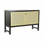 Credenza DKD Home Decor Nero Abete Naturale Rattan (120 x 38 x 76 cm)