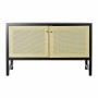 Credenza DKD Home Decor Nero Abete Naturale Rattan (120 x 38 x 76 cm)