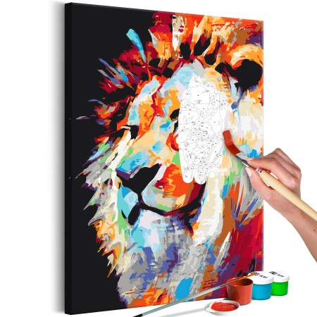 Quadro fai da te - Portrait of a Colourful Lion