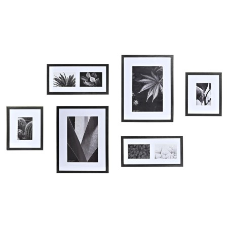 Cornice Portafoto DKD Home Decor Cristallo Nero Legno MDF (32 x 3 x 42,5 cm) (33 x 2 x 45 cm) (6 Pezzi)